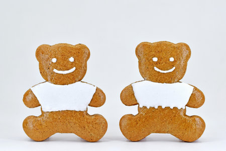 Cute gingerbread bears decorated with white icing