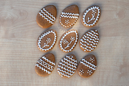 Easter gingerbread cookies in a shape of egg