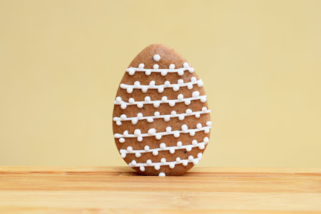 Easter gingerbread cookie in a shape of eggの写真素材