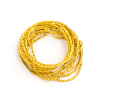 yellow rope on white backgroundの写真素材