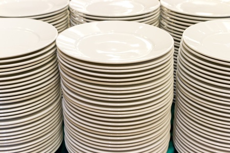 stack of platesの写真素材