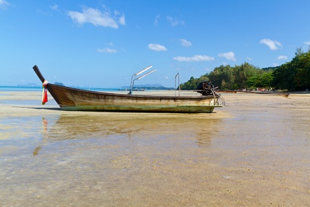 long tail boat on the beach 
