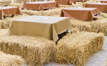 table with straw chairsのeditorial素材