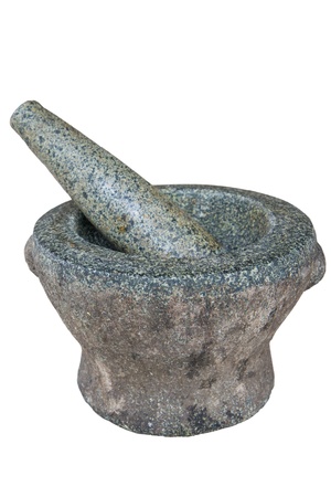 stone mortar on white backgroundの写真素材