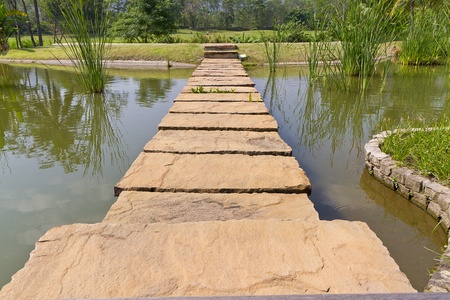 stone path across riverのeditorial素材
