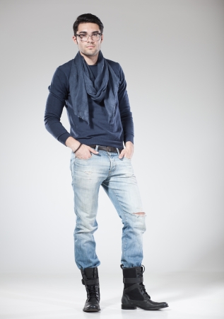attractive man posing in the studio - full bodyの写真素材