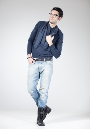 attractive man posing in the studio - full bodyの写真素材