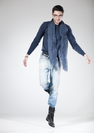 attractive man posing in the studio - full bodyの写真素材