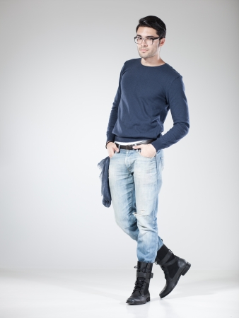 attractive man posing in the studio - full bodyの写真素材
