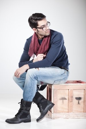 attractive man posing in the studioの写真素材