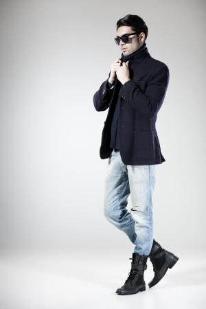 attractive man posing in the studioの写真素材