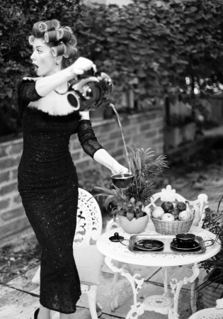 sexy woman posing as an aristocrat - fashion shoot  intentional soft focus and vintage look 