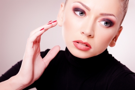 beautiful woman with perfect skin wearing make-upの写真素材