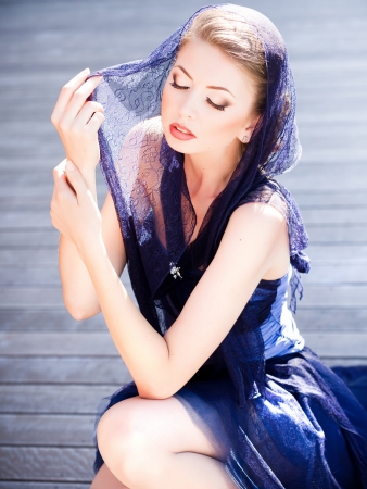 very beautiful model wearing make-upの写真素材