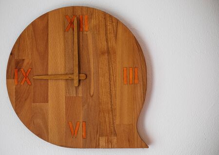 Wooden clock white background
