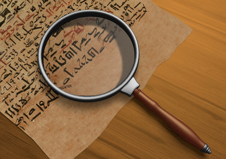 Magnifier on Papyrusの写真素材
