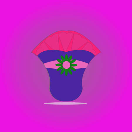 cone waffles with rose bouquets on a pink backgroundのイラスト素材