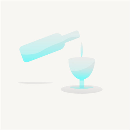 Vector illustration of a drink bottle and glassのイラスト素材