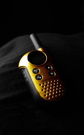 Walkie talkie on black backgroundの写真素材
