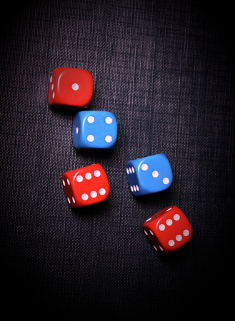 Dices on a black backgroundの写真素材