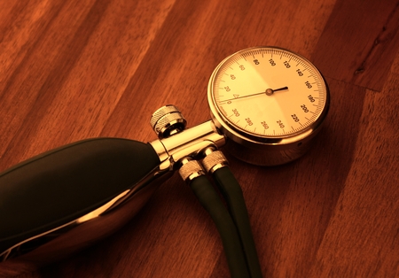 Blood pressure equipment on wood table
