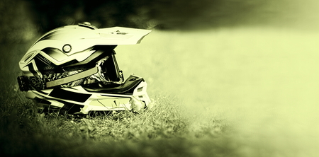 Motocross helmet with gogglesの写真素材