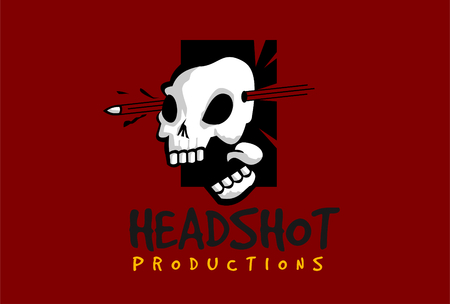 headshot skull logo template vectorのイラスト素材