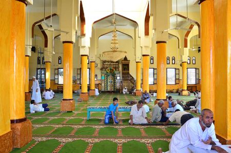 EL QUSEIR, EGYPT-AUGUST 17: Unidentified Muslims relax after afternoon prayers inside "El Takiwa" mosque on August 17, 2012 in El Quseir, Egypt. The mosque is a popular tourist attraction.のeditorial素材