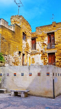 the historic center and ceramic decorations along the path to mazara del vallo Sicily Italyの写真素材