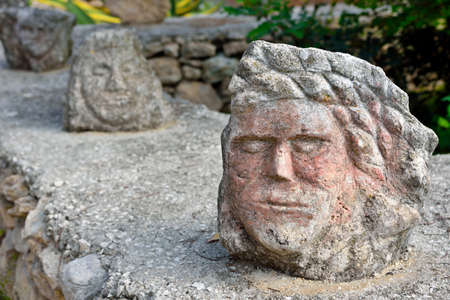 Enchanted castle work of the sculptor Filippo Bentivegna who for over 50 years has carved faces and heads in stones September 18 2019 Sciacca Sicilyのeditorial素材