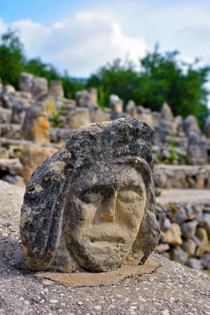 Enchanted castle work of the sculptor Filippo Bentivegna who for over 50 years has carved faces and heads in stones September 18 2019 Sciacca Sicilyのeditorial素材