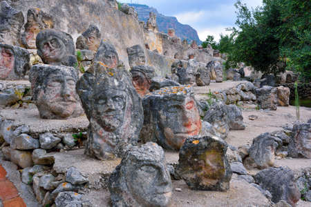 Enchanted castle work of the sculptor Filippo Bentivegna who for over 50 years has carved faces and heads in stones September 18 2019 Sciacca Sicilyのeditorial素材