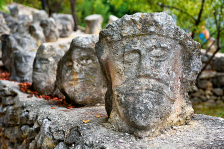 Enchanted castle work of the sculptor Filippo Bentivegna who for over 50 years has carved faces and heads in stones September 18 2019 Sciacca Sicilyのeditorial素材