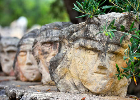 Enchanted castle work of the sculptor Filippo Bentivegna who for over 50 years has carved faces and heads in stones September 18 2019 Sciacca Sicilyのeditorial素材
