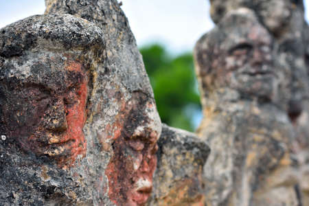 Enchanted castle work of the sculptor Filippo Bentivegna who for over 50 years has carved faces and heads in stones September 18 2019 Sciacca Sicilyのeditorial素材