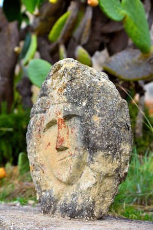 Enchanted castle work of the sculptor Filippo Bentivegna who for over 50 years has carved faces and heads in stones September 18 2019 Sciacca Sicilyのeditorial素材