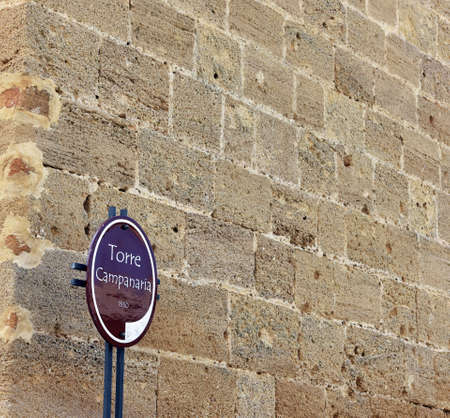 indication signal for tourists Bell tower September 22 2019 Sciacca Sicily Italyのeditorial素材