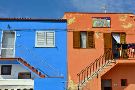 colorful features at the port with hand-painted majolica September 22 2019 Sciacca Sicily Italyのeditorial素材