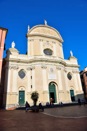 The collegiate basilica of San Giovanni Battista in Baroque style May 30 2020 Imperia Italyのeditorial素材