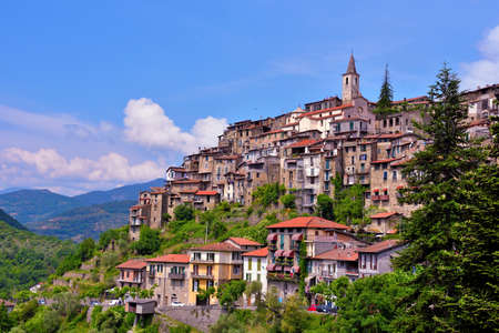 apricale medieval village in the province of Imperia Italyの写真素材