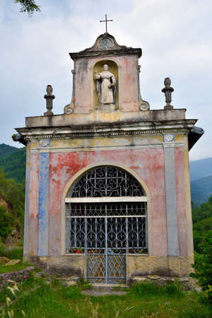 small church in apricale liguria Italyの写真素材