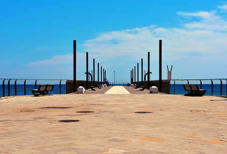 the promenade with extension to the sea Alassio Liguria Italyの写真素材