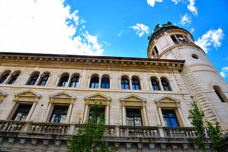 buildings in the historic center of Lugano Switzerlandの写真素材