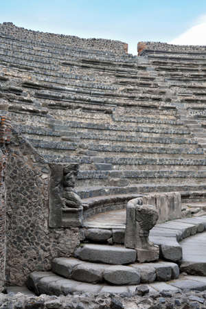Amphitheater in Pompeii, Ruins of Ancient Roman city, was destroyed and buried with ash after Vesuvius eruption in 79 AD Sep 11 2020 Pompeii Italyのeditorial素材