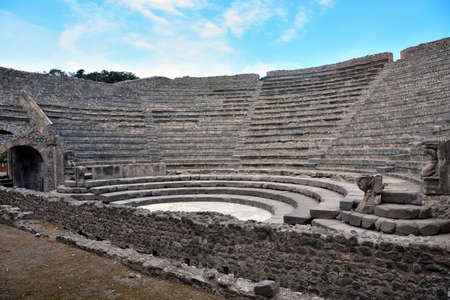 Amphitheater in Pompeii, Ruins of Ancient Roman city, was destroyed and buried with ash after Vesuvius eruption in 79 AD Sep 11 2020 Pompeii Italyのeditorial素材
