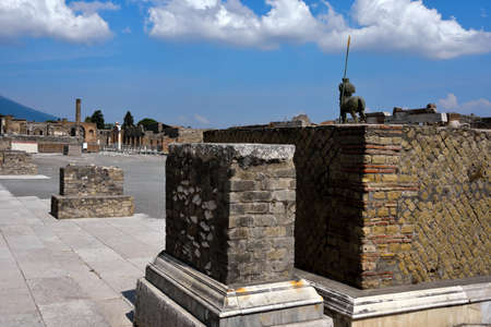 Ruins of Ancient Roman city of Pompeii Italy, was destroyed and buried with ash after Vesuvius eruption in 79 ADの写真素材