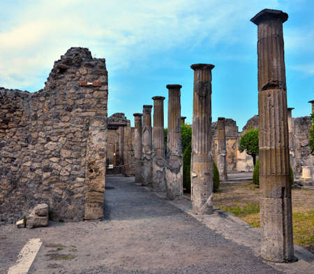 Ruins of Ancient Roman city of Pompeii Italy, was destroyed and buried with ash after Vesuvius...