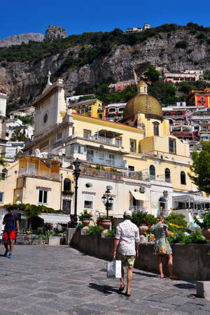 Mediterranean village on Amalfi Coast (Costiera Amalfitana) in Campania, Sep 12 2020 Positano Italyのeditorial素材