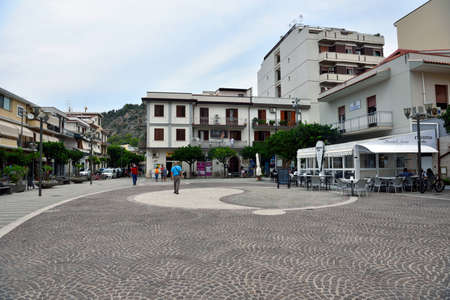 matteotti squeare in the pedestrianized urban center of the tourist town Sep 16 2020 Capo d'Orlando Italyのeditorial素材