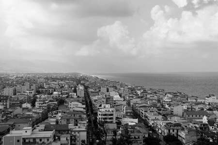 panorama of the town of capo d'orlando sicily italyの写真素材